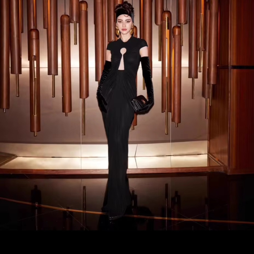 Elegant Black Cutout Evening Gown
